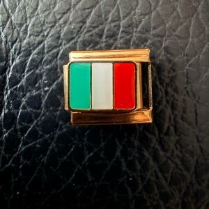 Gold tone Italian flag charm link